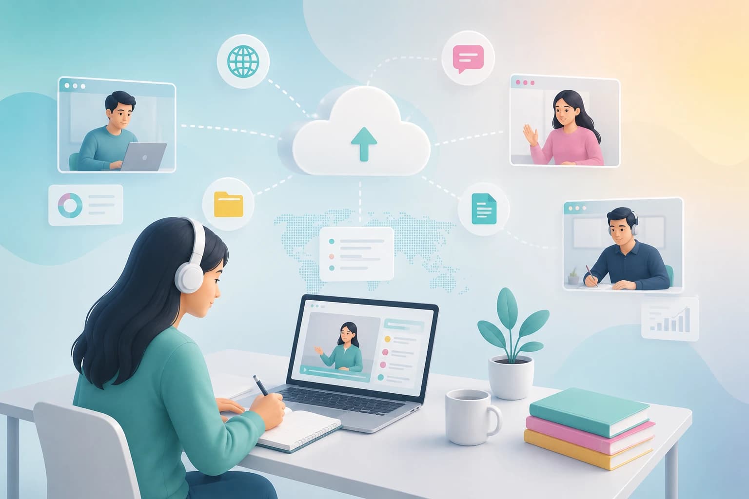 Học sinh học trực tuyến qua công cụ số
